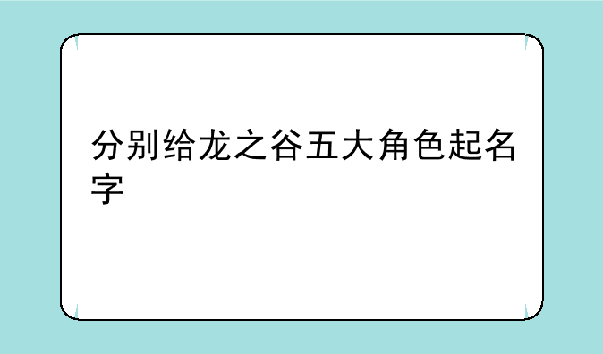 分别给龙之谷五大角色起名字