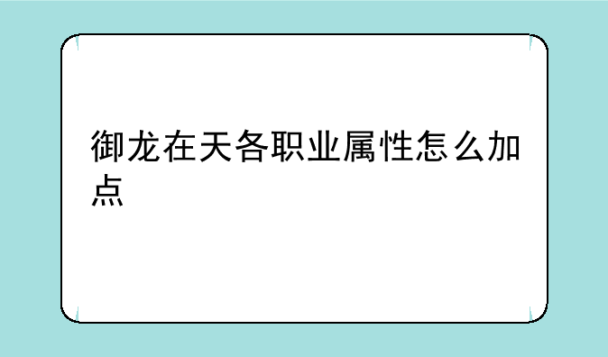 御龙在天各职业属性怎么加点