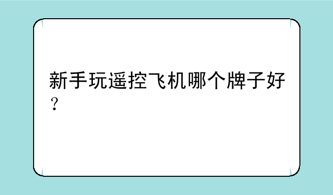新手玩遥控飞机哪个牌子好？