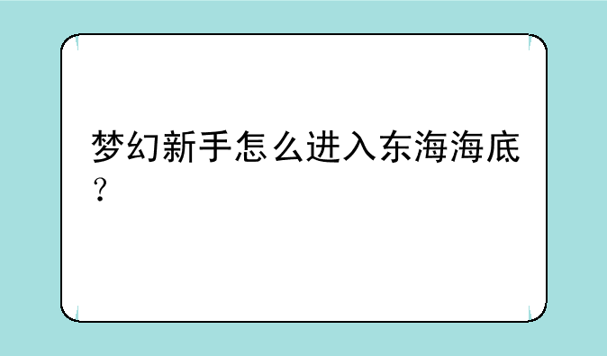 梦幻新手怎么进入东海海底？