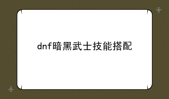 dnf暗黑武士技能搭配