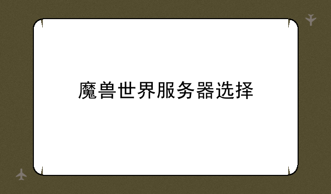 魔兽世界服务器选择