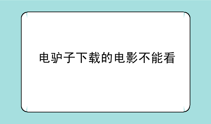 电驴子下载的电影不能看