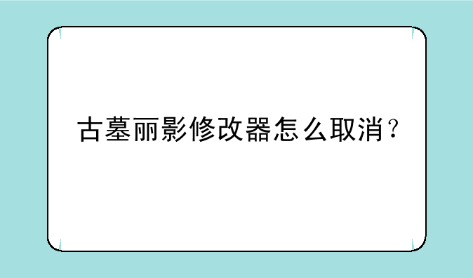 古墓丽影修改器怎么取消？