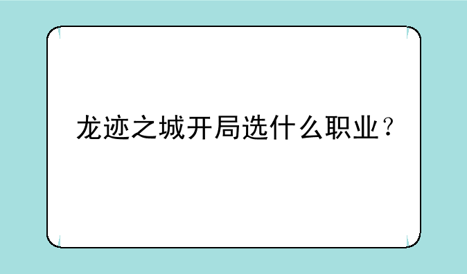 龙迹之城开局选什么职业？