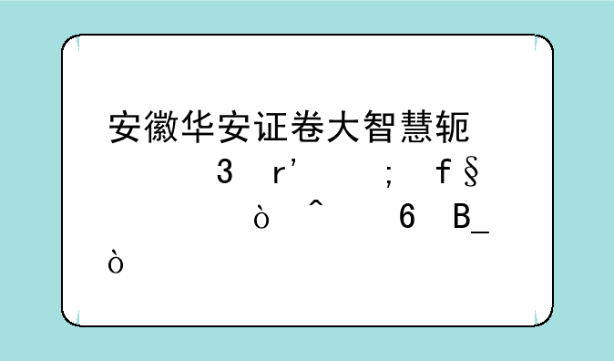 安徽华安证卷大智慧软件里有风险评估问卷吗？