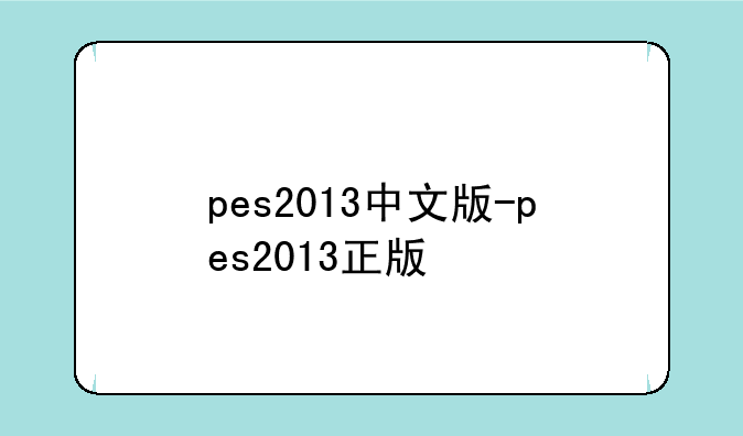 pes2013中文版-pes2013正版