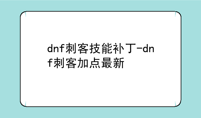 dnf刺客技能补丁-dnf刺客加点最新