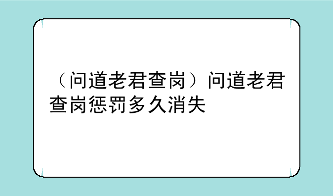 （问道老君查岗）问道老君查岗惩罚多久消失