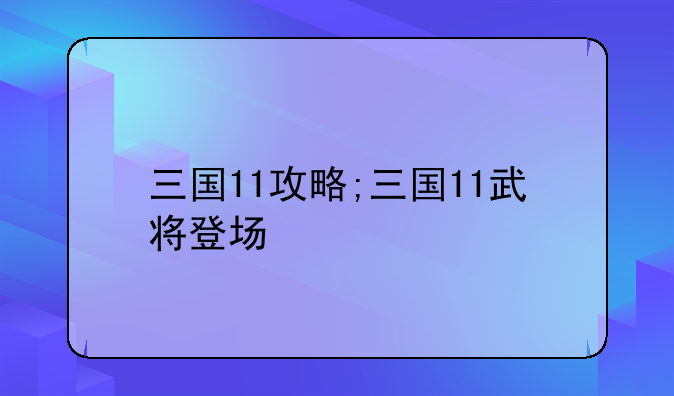 三国11攻略;三国11武将登场