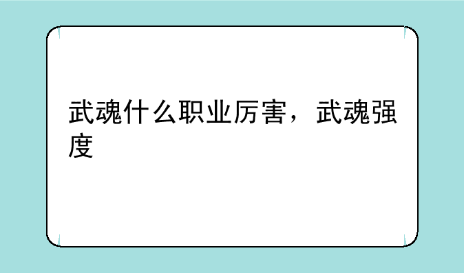 武魂什么职业厉害，武魂强度
