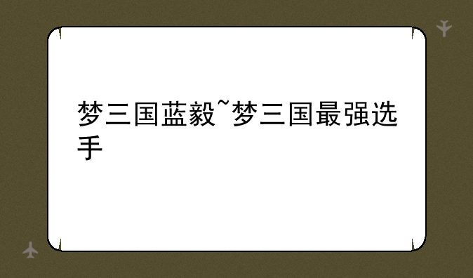 梦三国蓝毅~梦三国最强选手