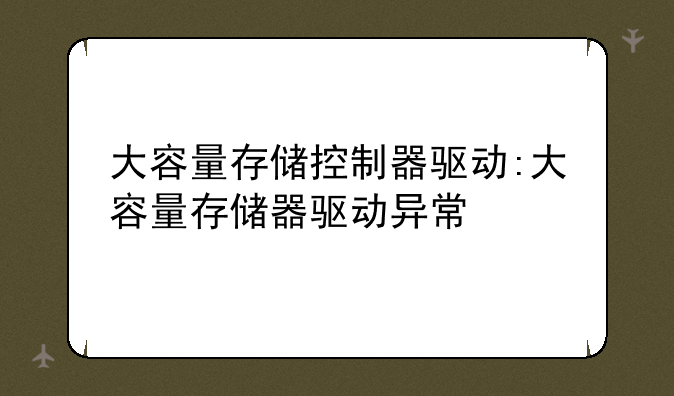 大容量存储控制器驱动:大容量存储器驱动异常