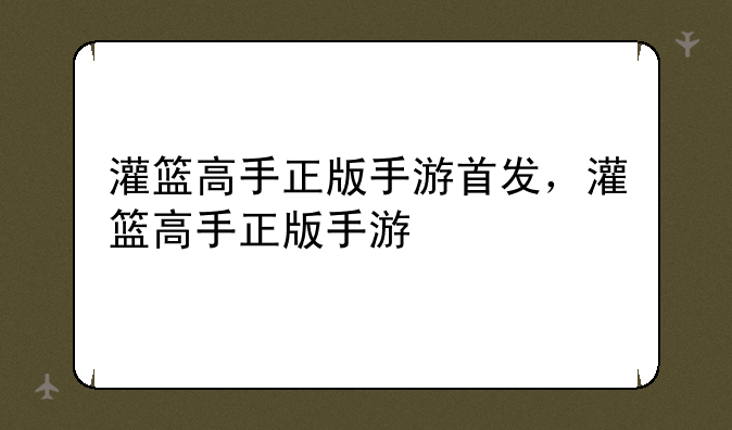 灌篮高手正版手游首发，灌篮高手正版手游