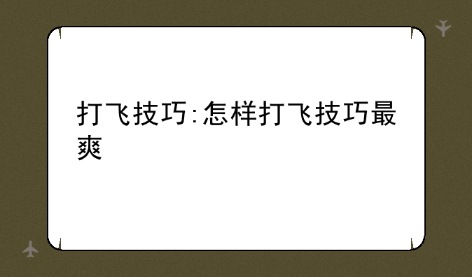 打飞技巧:怎样打飞技巧最爽