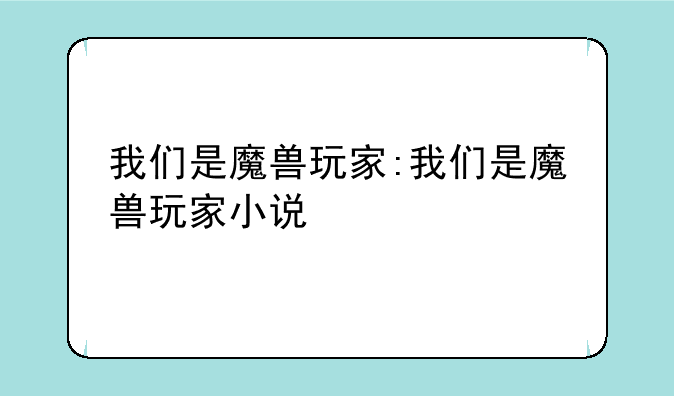 我们是魔兽玩家:我们是魔兽玩家小说